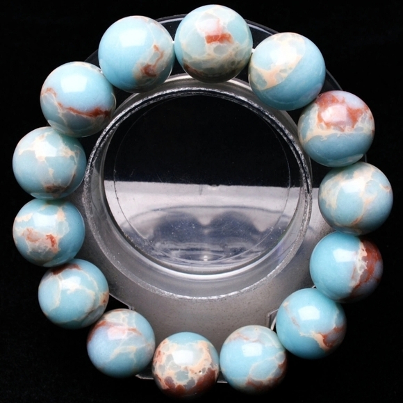 16mm Natural Argentina Blue Chalcedony Quartz Crystal Gemstone Bangle Bracelet - Picture 4 of 9